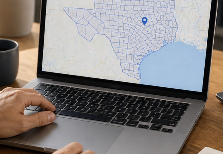 county finder Texas address lookup workflow